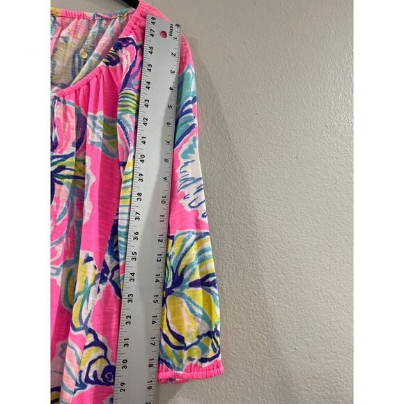 Lilly Pulitzer Beach Dress Womens Blouse Tunic Alia scoop Neck Fringe multicolor - Picture 6 of 7